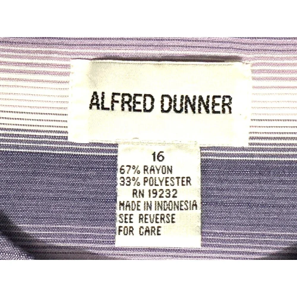 Alfred Dunner Size 16 Lavender Stripe Button Blouse Cottagecore Soft Grunge Rayo - Picture 8 of 10